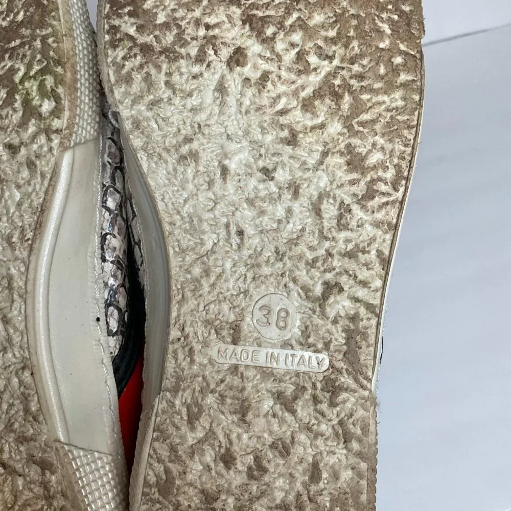 Kurt Geiger Red Leather & Snakeskin Slip-On Sneakers